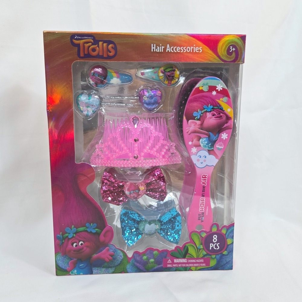 DreamWorks Trolls 8-Piece Hair Accessories Styling Set NIB Stocking Stuffer